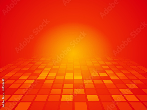 Perspective red orange background with squares