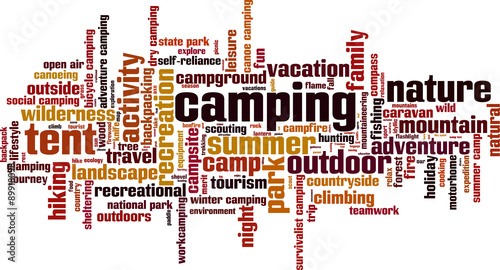 Camping word cloud concept. Vector illustration