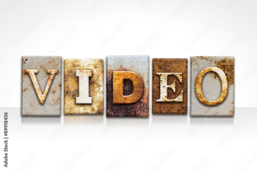 Video Letterpress Concept Isolated on White Video Letterpress Concept Isolated on White