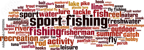 Sport fishing word cloud concept. Vector illustration