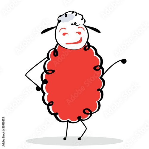 unsatisfied sheep on the white background