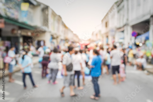Blurred people on the street in phuket old town