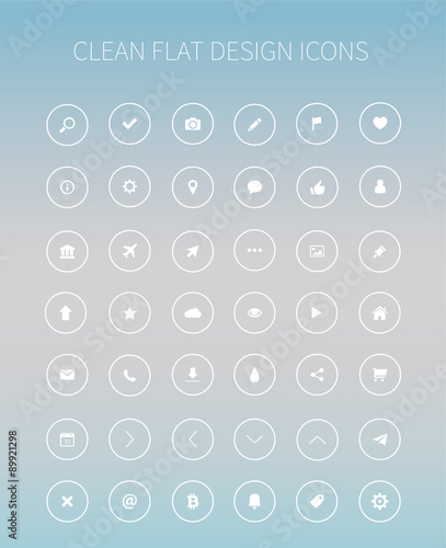 Clean webdesign icons set in circle / icons on blurred background