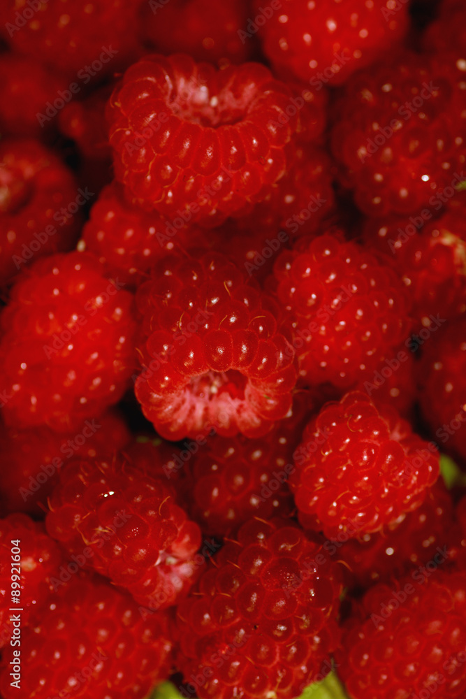 raspberry on a green leaf