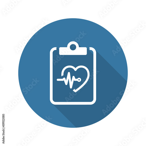 Heart Care Program and Medical Services Icon. Flat Design. Long