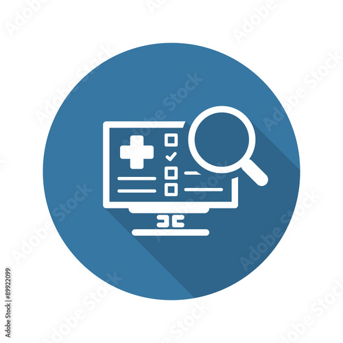 Search Online Instruction and Medical Services Icon. Flat Design