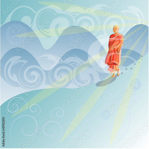 Buddhist monk in the mountains