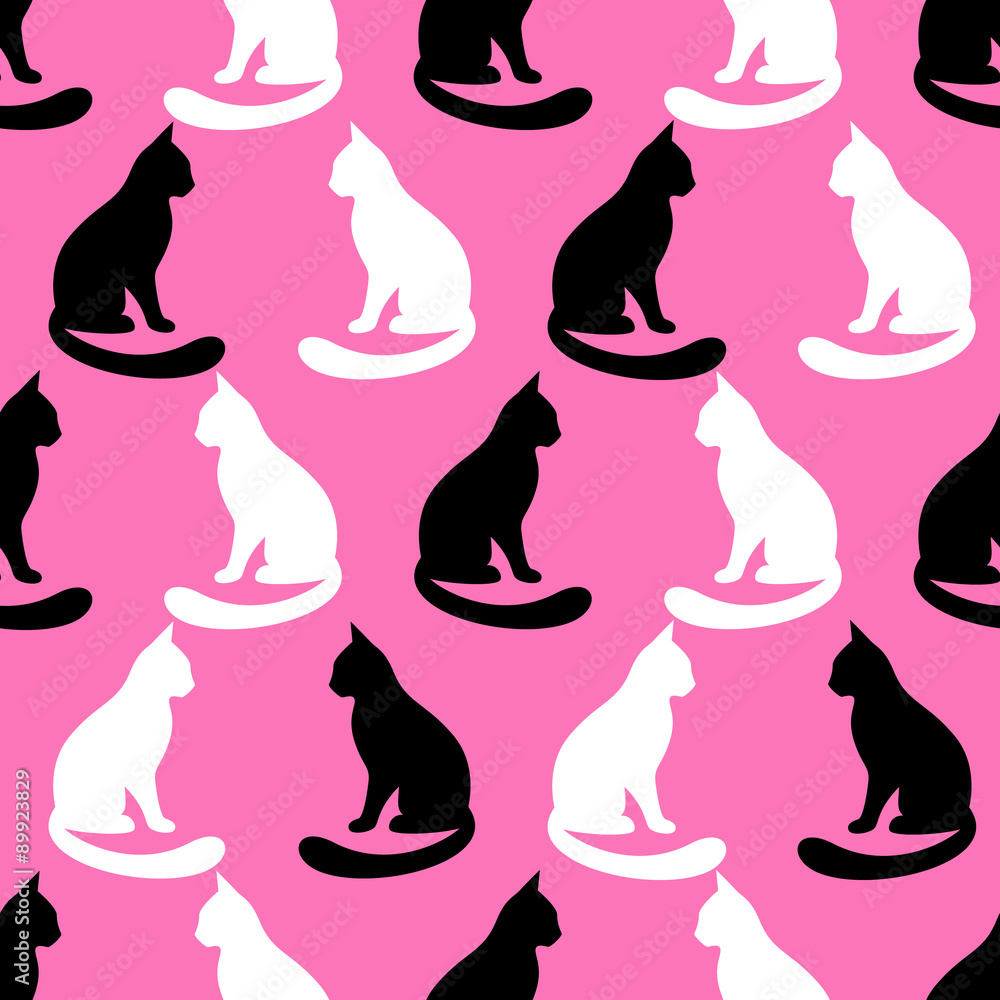 Animal seamless vector pattern of cat silhouettes. Animal seamless vector pattern of cat silhouettes.