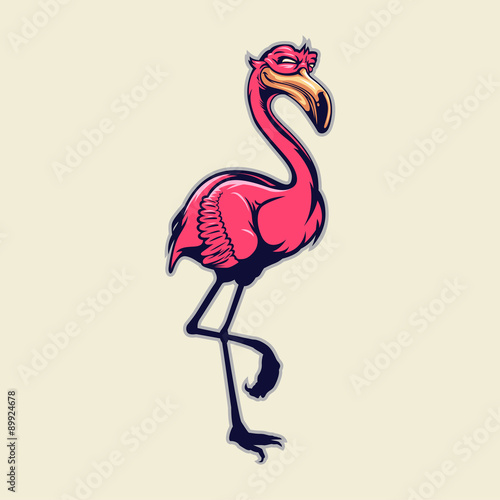 standing flamingo mascot