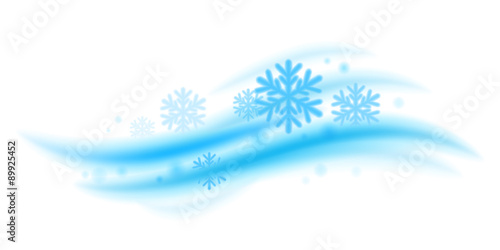 Cool fresh mint wave with snowflakes vector illustration.
