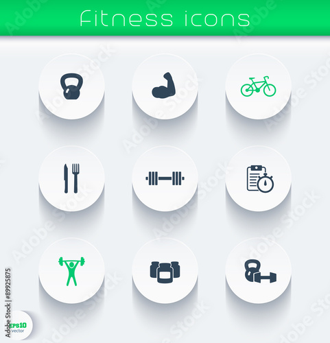 fitness icons, vector illustration, eps10, easy to edit