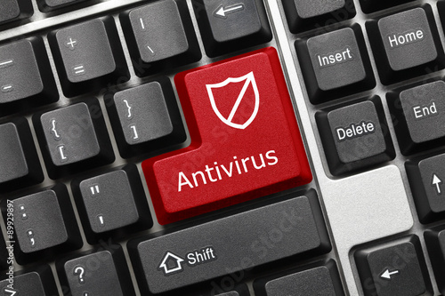 Conceptual keyboard - Antivirus (red key with shield symbol)