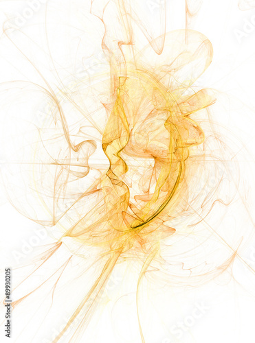 beautiful yellow gold pale sky smoke fractal ink on white backg