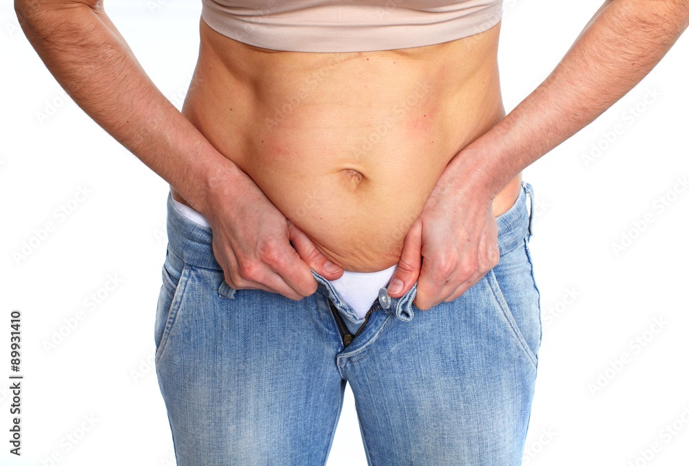 Naklejka premium Woman with fat belly.