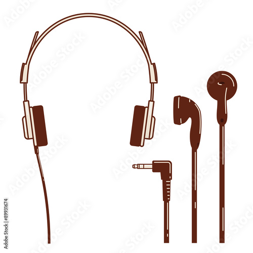 Vector headphone set on white background