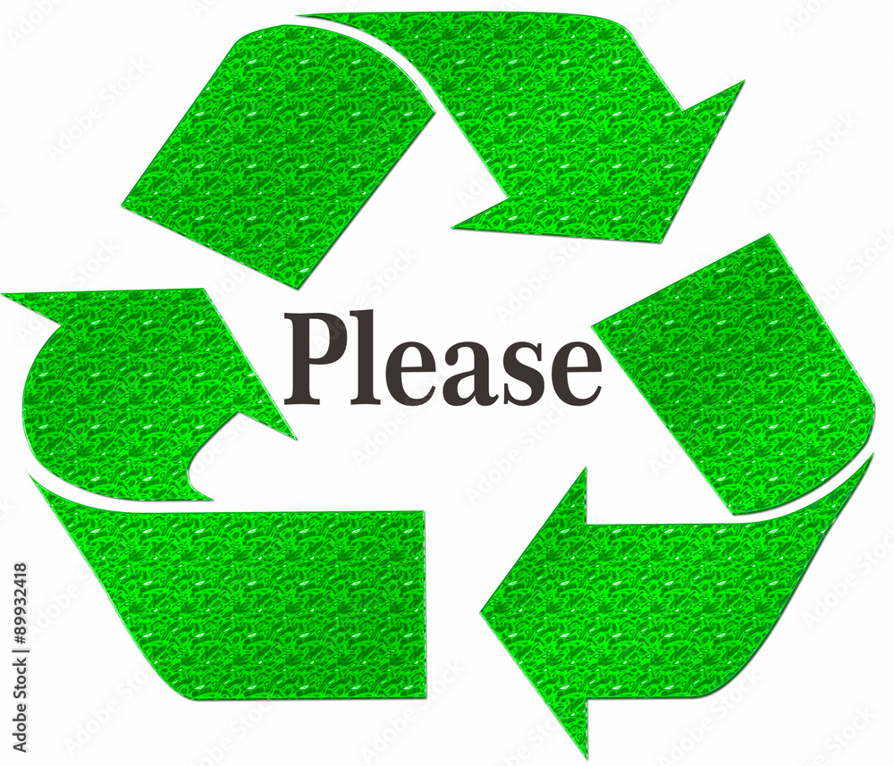 Obraz premium PLEASE Recycle Symbol isolated on a white background 