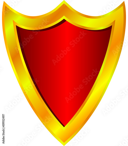red shield with gold frame, vector