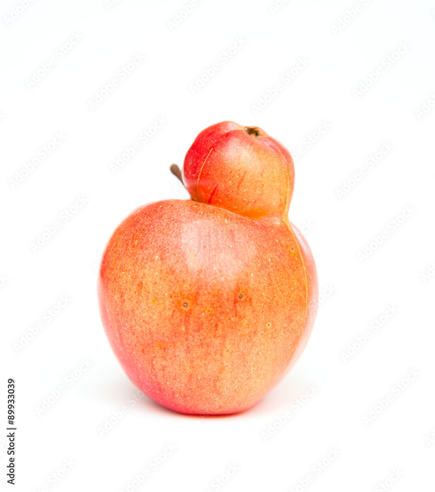 Red double Conjoined apple on white background Red double Conjoined apple on white background