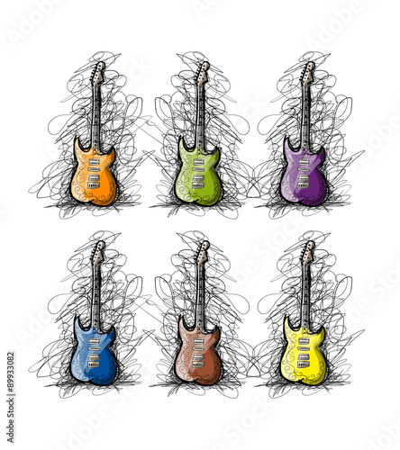 Set of guitars, sketch for your design #89933082