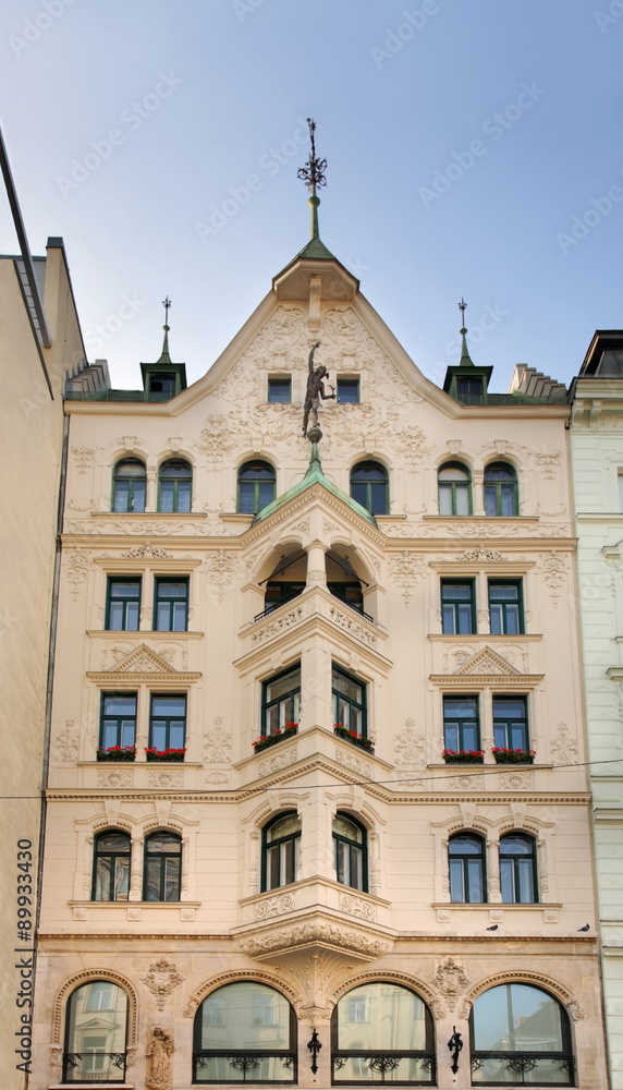 Facade of old building in Vienna. Austria