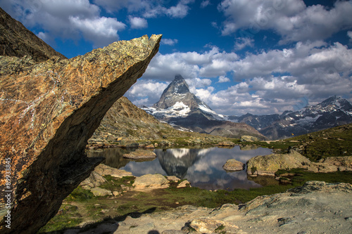 Swiss beauty, Riffelsee lake and Matterhorn mount reflexion photo