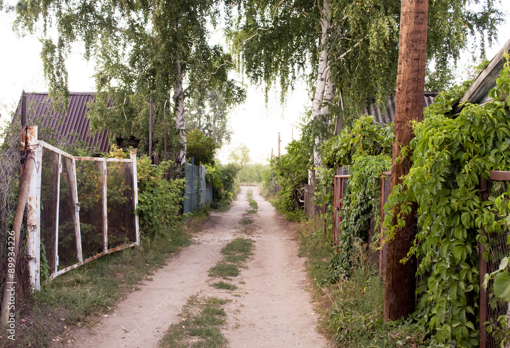 footpath in the village between the huts