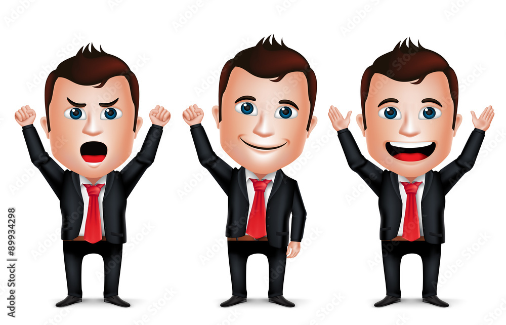 3D Realistic Businessman Cartoon Character with Different Pose