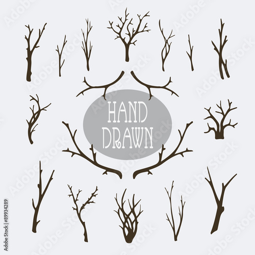 Hand drawn branches and trees