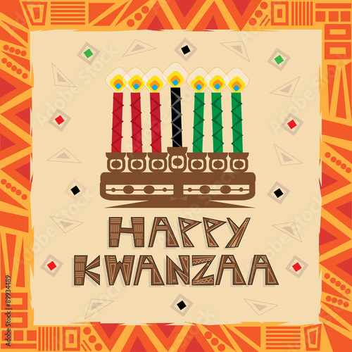 Happy Kwanzaa - Colorful and decorative greeting card that says 