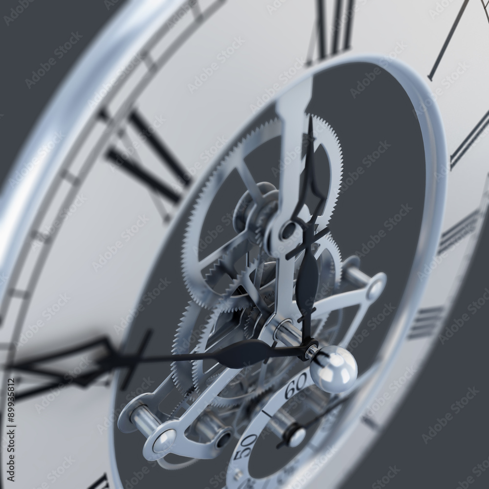 Fototapeta premium Close up of a clock with gears