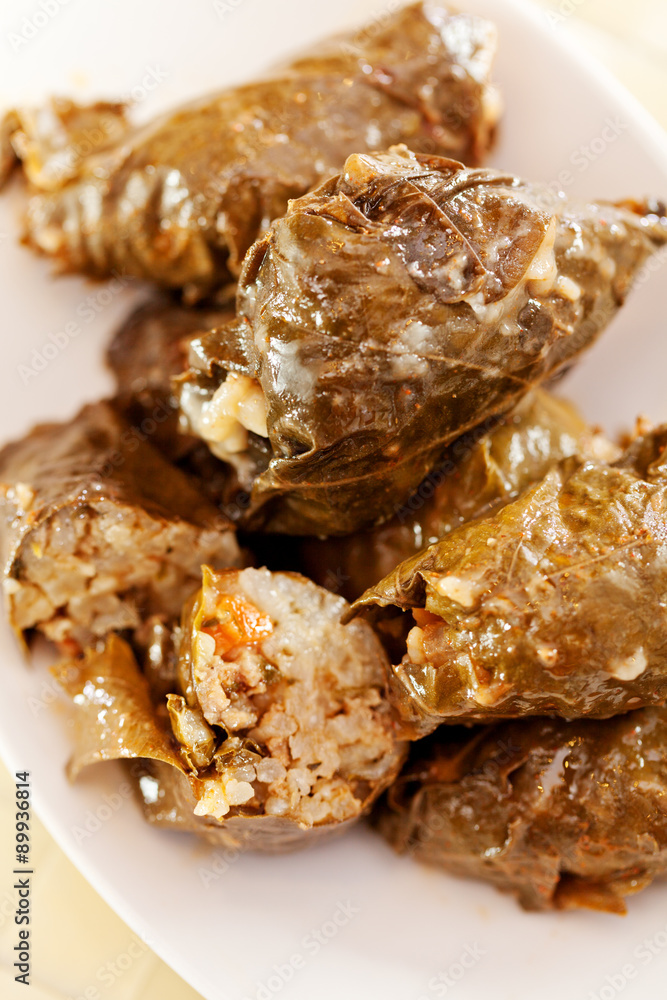 Bulgarian cuisine - stuffed grape leaves Bulgarian cuisine - stuffed grape leaves