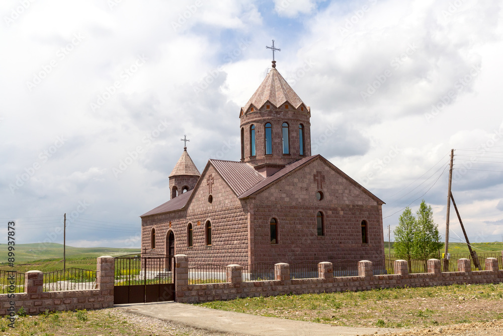 Stone church in the village of Bavra on Armenian-Georgian border