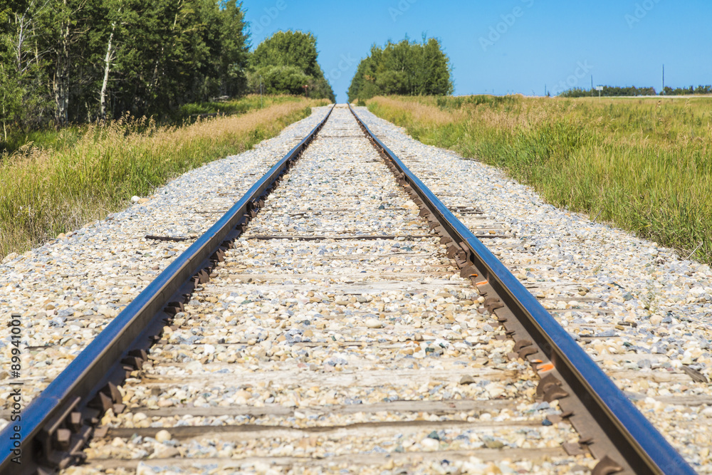 Fototapeta premium Straight railway line in countryside