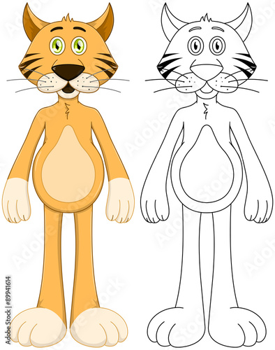 Cute Orange Humanoid Cat With Lineart
