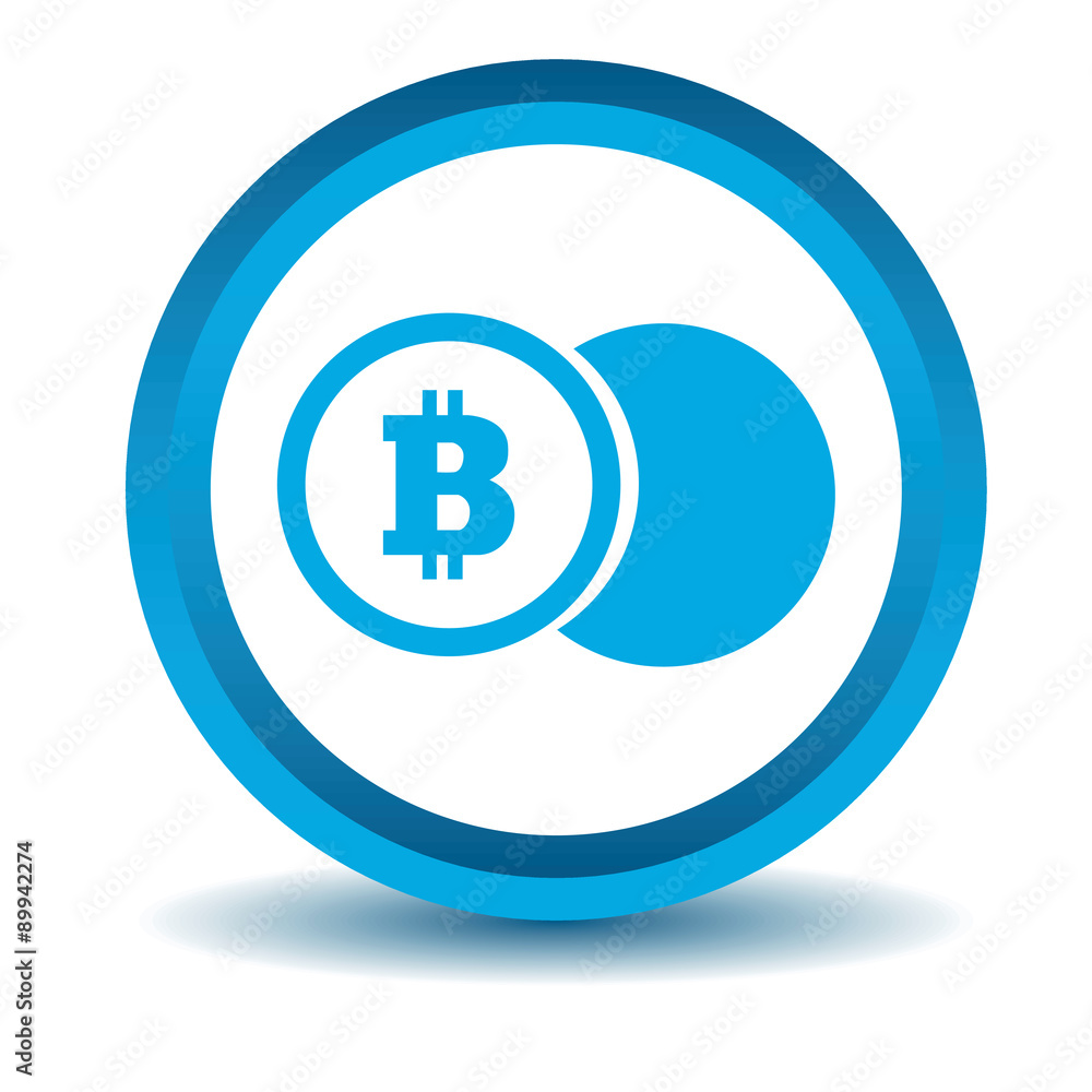 Bitcoin coin icon, blue, 3D Bitcoin coin icon, blue, 3D