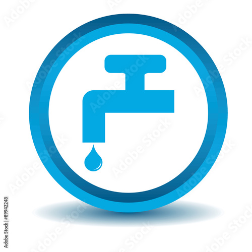 Water tap icon, blue, 3D