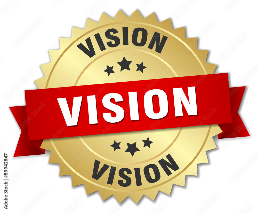 vision 3d gold badge with red ribbon vision 3d gold badge with red ribbon