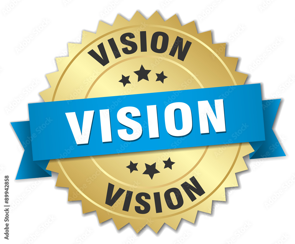 vision 3d gold badge with blue ribbon vision 3d gold badge with blue ribbon