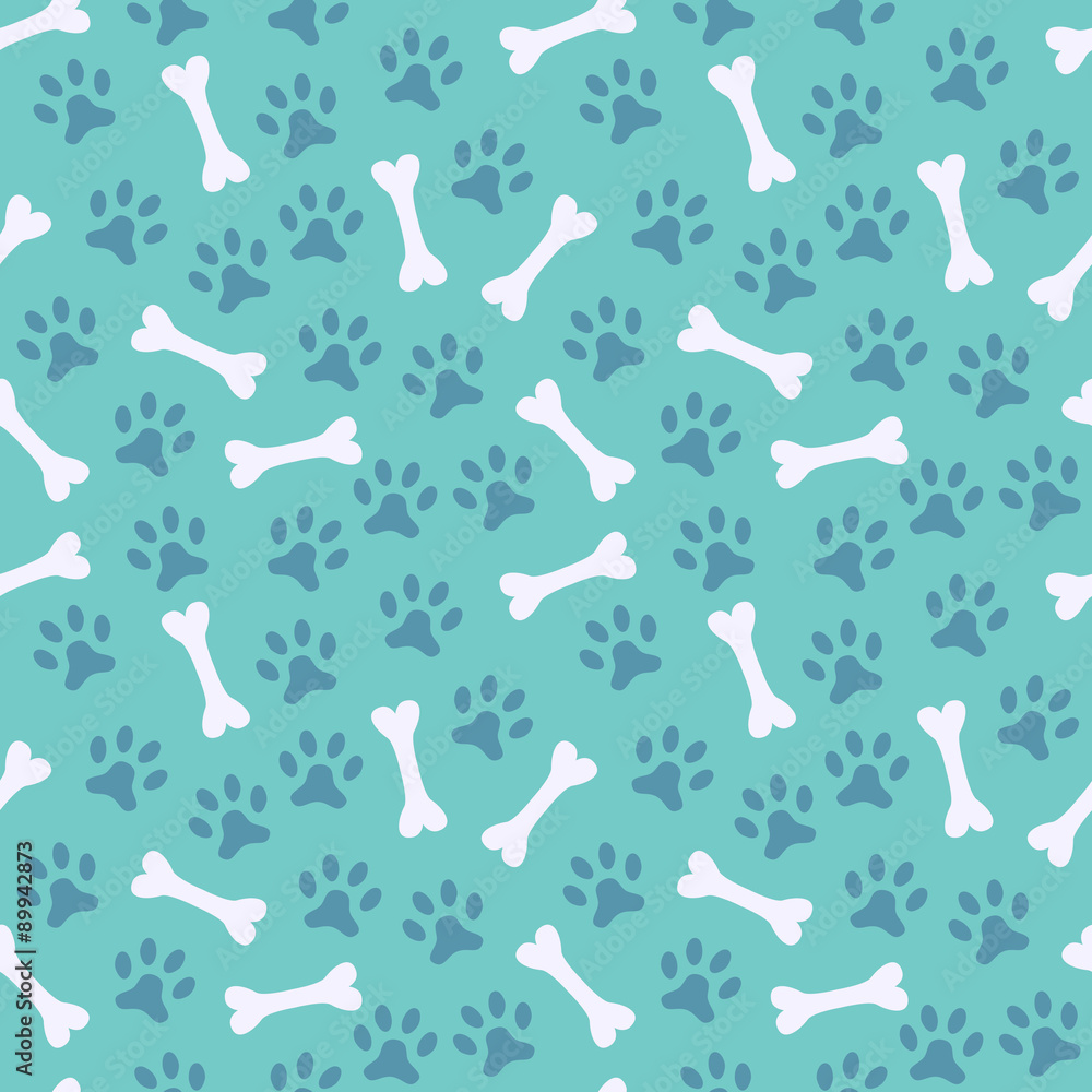 Animal seamless pattern of paw footprint and bone Animal seamless pattern of paw footprint and bone