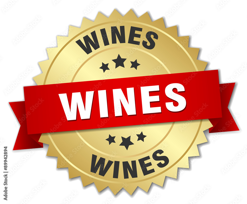 wines 3d gold badge with red ribbon wines 3d gold badge with red ribbon