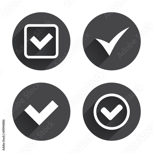 Check signs. Checkbox confirm icons.