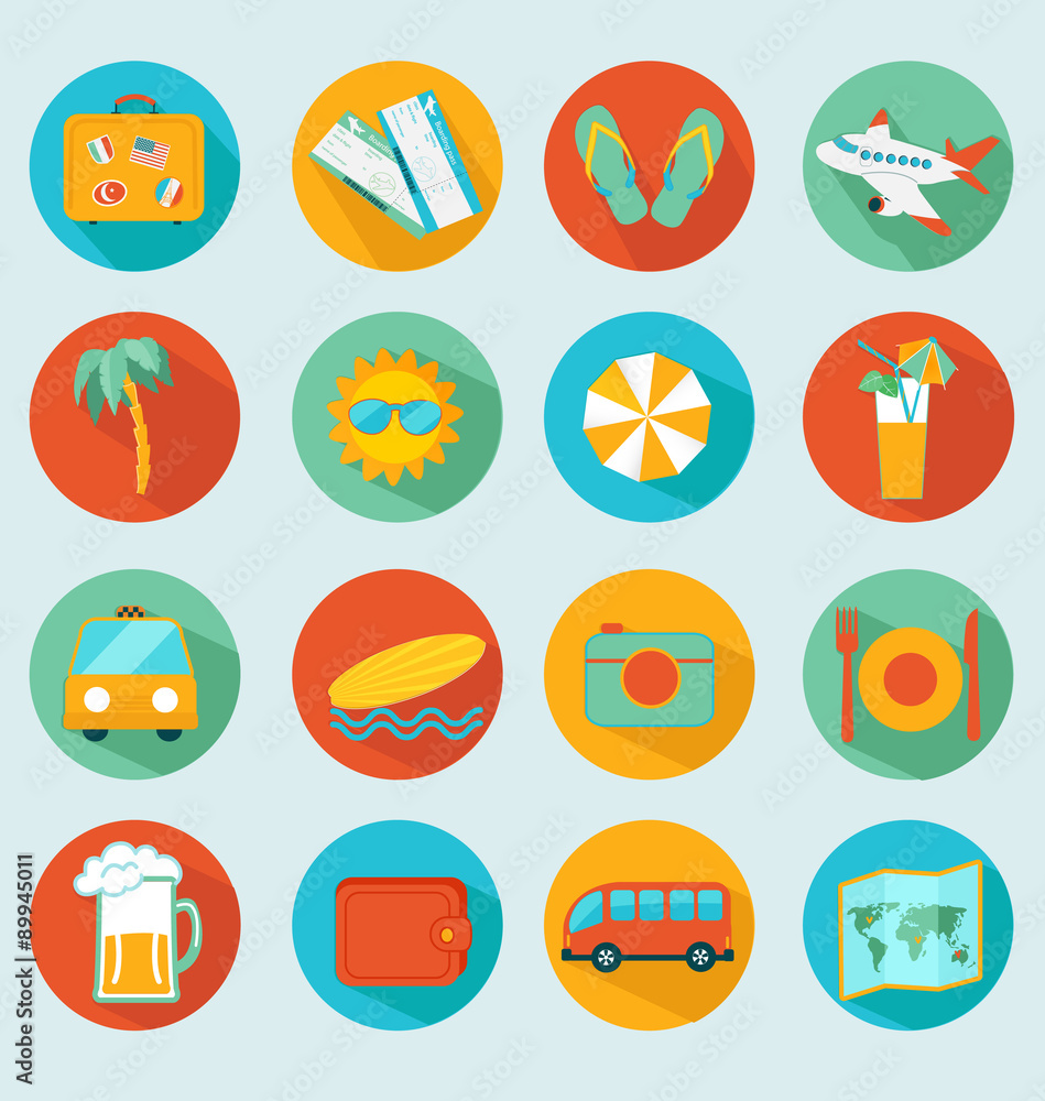 Travel mobile UI applications graphic user interface flat icons set.Vector. Travel mobile UI applications graphic user interface flat icons set.Vector.