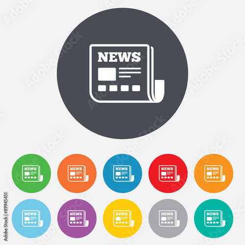 News icon. Newspaper sign. Mass media symbol.