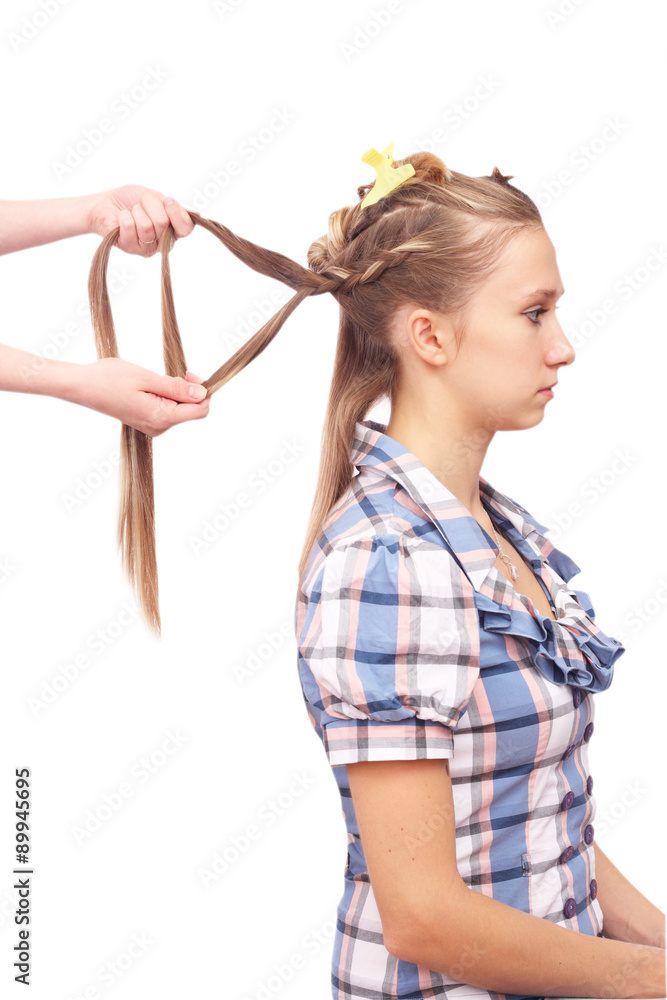 Braiding. Openwork braid with extruded strands Braiding. Openwork braid with extruded strands