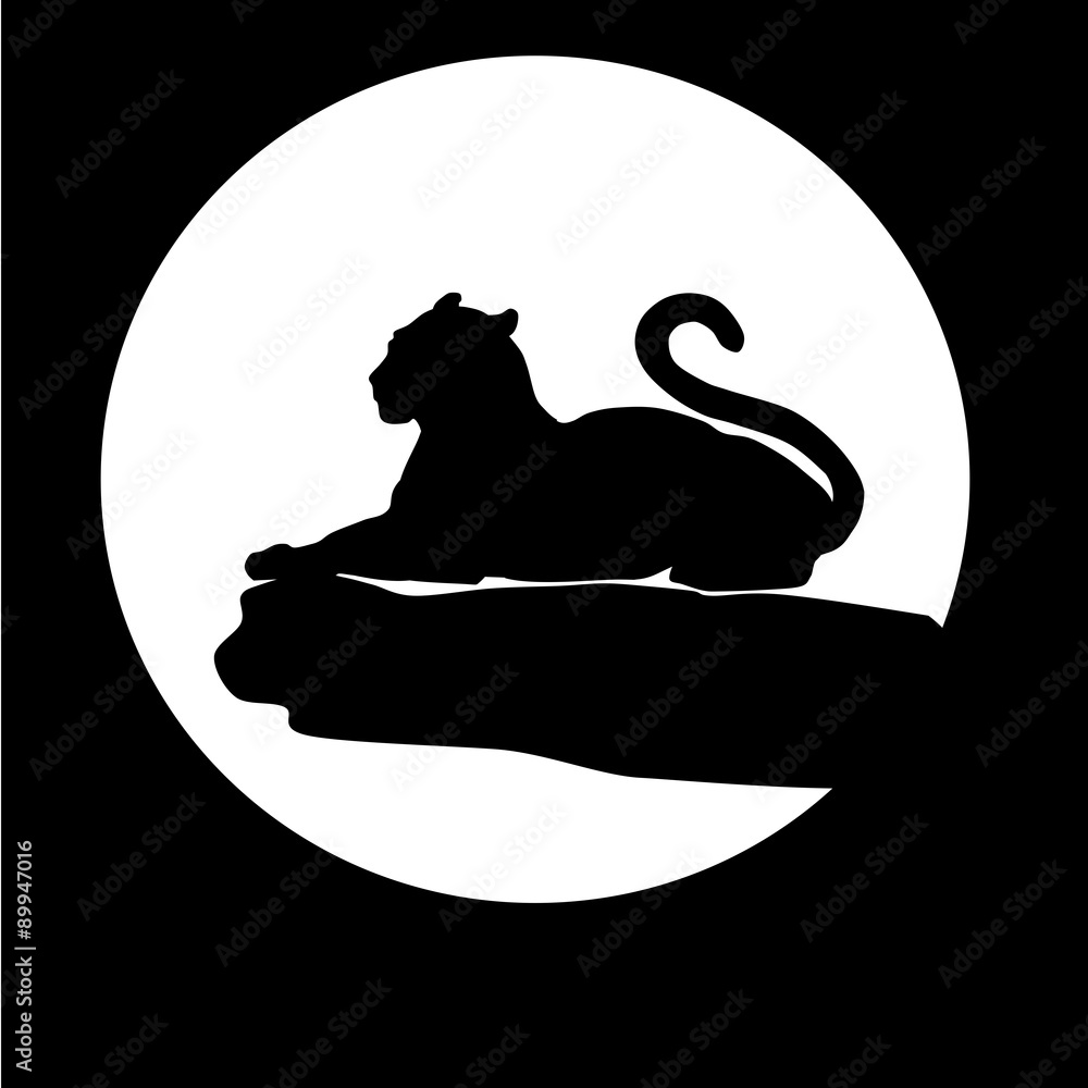 Naklejka premium Black Panther on the background of the moon