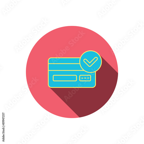 Approved credit card icon. Shopping sign.