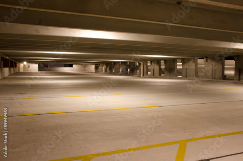 A completely vacant parking building level