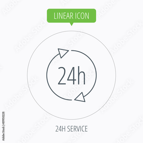 24 hours icon. Customer service sign.