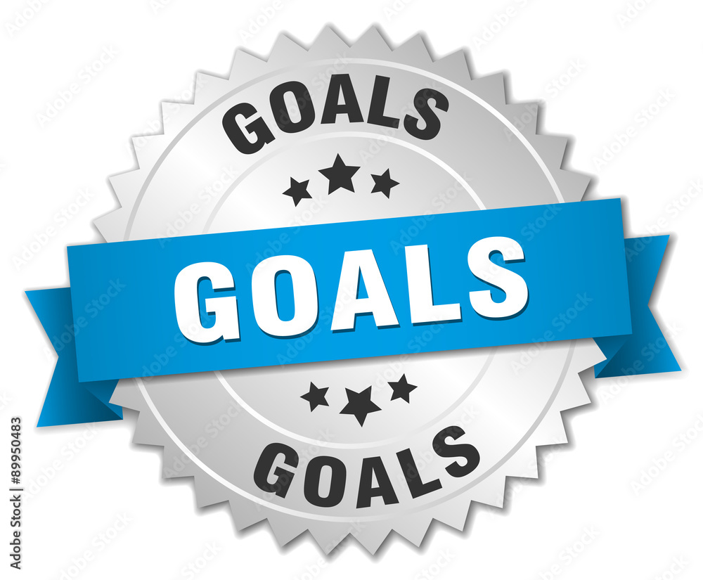 goals 3d silver badge with blue ribbon goals 3d silver badge with blue ribbon