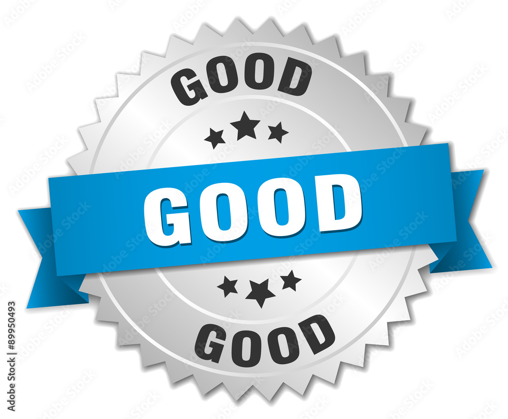 good 3d silver badge with blue ribbon good 3d silver badge with blue ribbon